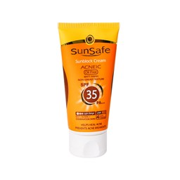 تصویر کرم ضد آفتاب SPF35 رنگی (لایت بژ)فاقد چربی سان سیف مناسب پوست های چرب و آکنه ای ۵۰ میلی لیتر