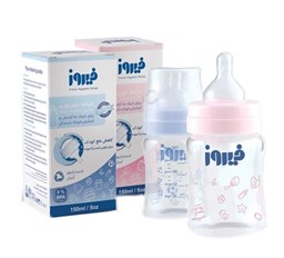 تصویر شیشه شیر پیرکس کاهش دهنده نفخ فیروز سری Pyrex Feeding Bottle مدل Anti – Colic System رنگ آبی حجم ۱۵۰ میلی لیتر