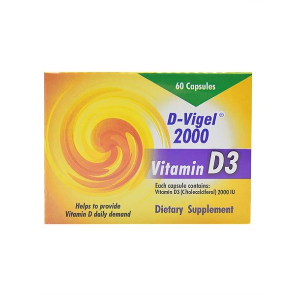 تصویر کپسول ژلاتینی ویتامین D3 2000 ویژل دانا ۶۰ عدد | Dana Vitamin D 3 Vigel 2000 IU